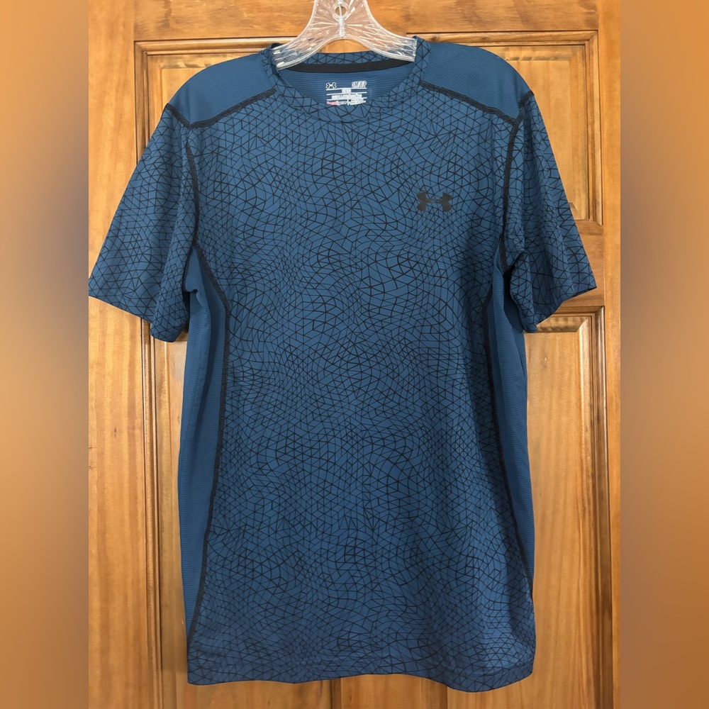 Under Armour Blue/Black Fitted Heat Gear Short Sleeve Tee